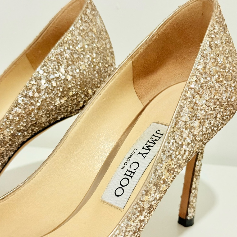 Jimmy Choo Sparkling Gold Heels - Picture 3 of 10